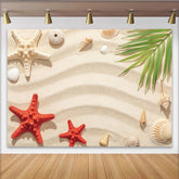 Lofaris Summer Beach Photography Backdrop with Seashells and Starfish, Tropical Photo Background for Studio Photoshoot