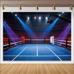 Lofaris Dramatic Boxing Ring Photography Backdrop with Arena Lights and Red Seats, Professional Sports Event Background for Photoshoot