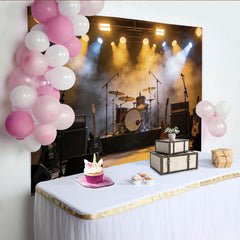 Lofaris Dynamic Concert Stage Backdrop with Drum Kit and Guitars, Professional Photography Background for Music Events