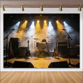 Lofaris Dynamic Concert Stage Photography Backdrop with Guitars and Drums, Vibrant Live Music Background for Studio Photoshoot