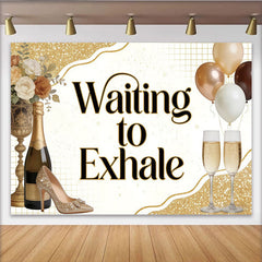 Lofaris Elegant Gold Glitter Adult Birthday Backdrop, Champagne and High Heel Party Background for Celebration