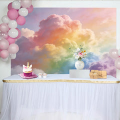 Lofaris Pastel Rainbow Cloud Photography Backdrop, Dreamy Sky Background for Studio Photoshoots and Creative Portraits