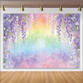 Lofaris Dreamy Watercolor Floral Photography Backdrop with Purple Wisteria, Vibrant Spring Photo Background for Studio and Event Decor