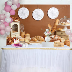 Lofaris Rustic Bakery Photography Backdrop with Fresh Bread and Pastries, Kitchen Food Theme Background for Studio Photoshoot