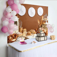 Lofaris Rustic Bakery Photography Backdrop with Fresh Bread and Pastries, Kitchen Food Theme Background for Studio Photoshoot