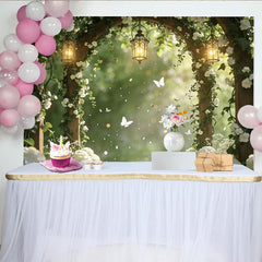 Lofaris Enchanted Garden Photography Backdrop with White Flowers, Beautiful Studio Background for Romantic Photoshoot