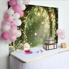 Lofaris Enchanted Garden Photography Backdrop with White Flowers, Beautiful Studio Background for Romantic Photoshoot
