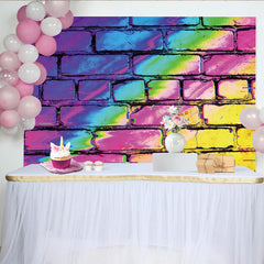 Lofaris Vibrant Glitch Abstract Brick Photography Backdrop, Colorful Wall Background for Studio Photoshoot and Party Decor