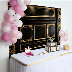 Lofaris Elegant Black and Gold Old Master Photography Backdrop with Ornate Frames, Luxurious Studio Background for Professional Portrait