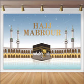 Lofaris Hajj Mabrour Islamic Pilgrimage Backdrop with Kaaba, Elegant Religious Celebration Background for Muslim Festival Decor