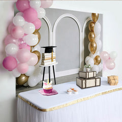 Lofaris Elegant Gold and White Balloons Graduation Backdrop with Books and Cap, Arch Wall Background for Party Photoshoot
