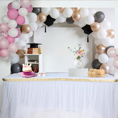 Lofaris Elegant White Grey Rose Gold Balloon Arch Graduation Backdrop, Stylish Photo Booth Background for College High School Party