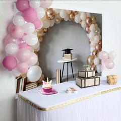 Lofaris White Rose Gold Balloon Arch Graduation Backdrop, Elegant Confetti Balloons Photography Background for Celebration Party Decor