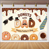 Lofaris Sweet Cartoon Donuts with Dad Happy Father's Day Backdrop, Adorable Party Decor for Dad's Special Celebration