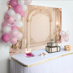 Lofaris Elegant Fine Art Photography Backdrop with Arched Wall and Flowers, Luxurious Studio Background for Portrait Photoshoot