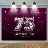 Elegant Purple Diamond Glare 75th Birthday Backdrop