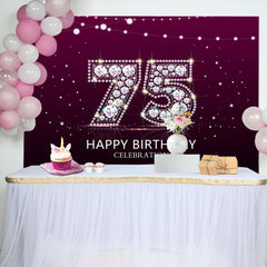 Elegant Purple Diamond Glare 75th Birthday Backdrop
