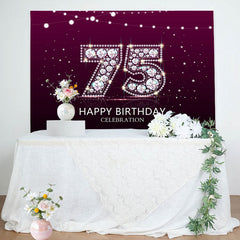 Elegant Purple Diamond Glare 75th Birthday Backdrop