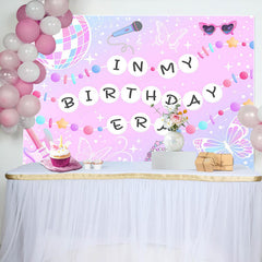 Pink Disco Ball Musical In My Birthday Era Backdrop