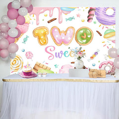 Colorful Candyland Cream Two Sweet Birthday Backdrop