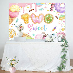 Colorful Candyland Cream Two Sweet Birthday Backdrop