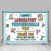 Lofaris Blue White Plaid Happy Laboratory Week Backdrop