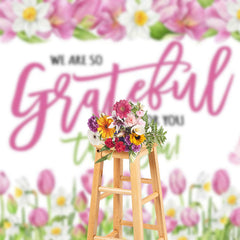 Lofaris Pink Floral Butterfly Grateful Thank You Backdrop
