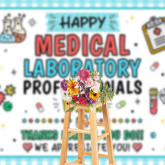 Lofaris Blue White Medical Lab Professionals Week Backdrop
