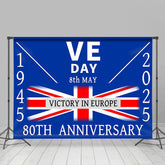Lofaris Retro Blue Uk Flag Commemorates VE Day Backdrop