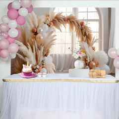 Lofaris Boho Window Arch Backdrop, Pampa Grass and Balloon Decor for Wedding Party