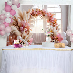 Lofaris Romantic Balloon Arch Backdrop, Pink Balloons and Pampa Grass for Wedding Party