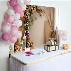 Lofaris Elegant Peach Floral Room Set Backdrop, Lantern and Flower Vine Photography Background
