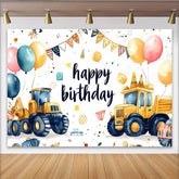 Lofaris Construction Truck Birthday Backdrop, Dump Truck Cone Party Background, Boy Bday Cake Table Banner