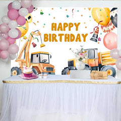Lofaris Construction Crane Birthday Backdrop, Truck Balloon Confetti Background, Boy Party Decoration Prop