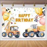 Lofaris Construction Crane Birthday Backdrop, Truck Balloon Confetti Background, Boy Party Decoration Prop
