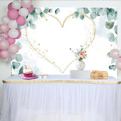 Lofaris Wedding Backdrop, Eucalyptus Greenery Gold Glitter Heart Frame Decoration