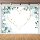 Lofaris Wedding Backdrop, Eucalyptus Greenery Gold Glitter Heart Frame Decoration