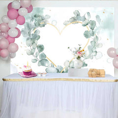 Lofaris Wedding Backdrop, Watercolor Eucalyptus Leaves Gold Geometric Heart Prop