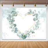 Lofaris Wedding Backdrop, Watercolor Eucalyptus Leaves Gold Geometric Heart Prop