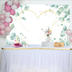 Lofaris Wedding Backdrop, Green Eucalyptus Leaves Gold Heart Outline Bridal Decor