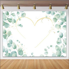 Lofaris Wedding Backdrop, Green Eucalyptus Leaves Gold Heart Outline Bridal Decor
