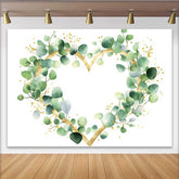 Lofaris Wedding Backdrop, Eucalyptus Greenery Gold Glitter Heart Wreath Decoration
