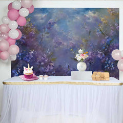 Lofaris Fine Art Abstract Purple Floral Backdrop, Impressionist Wildflower Oil Painting Studio Background