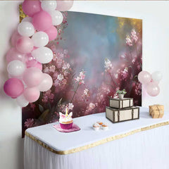 Lofaris Fine Art Pink Hazy Floral Backdrop, Dreamy Watercolor Spring Blossom Photography Background