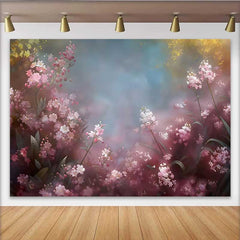 Lofaris Fine Art Pink Hazy Floral Backdrop, Dreamy Watercolor Spring Blossom Photography Background