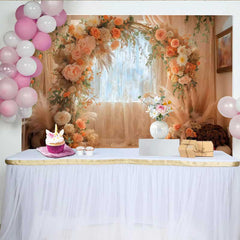 Lofaris Boho Autumn Pumpkin Arch Backdrop, Fall Floral and Pampas Grass Window Decoration