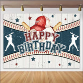 Lofaris Vintage Baseball Birthday Backdrop, Red Cap and Bat Sport Theme Party Banner for Boy