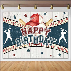 Lofaris Vintage Baseball Birthday Backdrop, Red Cap and Bat Sport Theme Party Banner for Boy