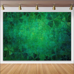 Lofaris St. Patrick's Day Backdrop, Vintage Green Grunge Texture and Clover Pattern