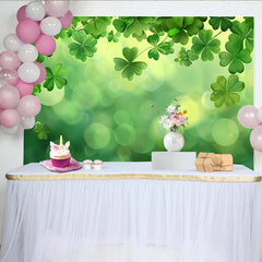 Lofaris St. Patrick's Day Backdrop, Hanging Clovers with Soft Green Bokeh Blur